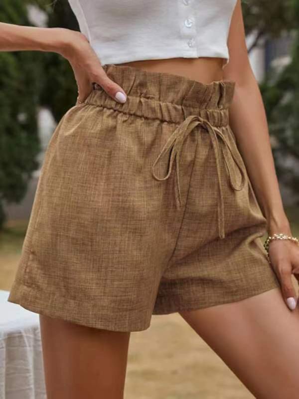 Textured Ruffled Drawstring Pull-on Shorts - ElegantAlpha®