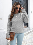 Three-dimensional Plaid loose sweater - ElegantAlpha®