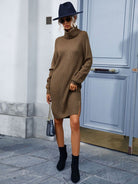 Turtleneck Knit Jumper Sweater Dress - ElegantAlpha®