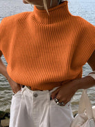 Turtleneck short - sleeved sweater top - ElegantAlpha