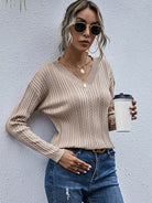 Twisted v-neck knitted forest sweater - ElegantAlpha®