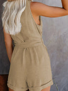 V-Neck Button-Up Sleeveless Jumpsuit - ElegantAlpha®