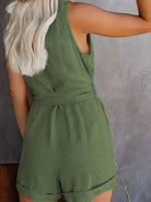 V-Neck Button-Up Sleeveless Jumpsuit - ElegantAlpha®