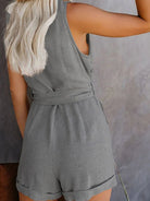 V-Neck Button-Up Sleeveless Jumpsuit - ElegantAlpha®