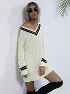 V-neck long bottoming knitted sweater dress - ElegantAlpha®