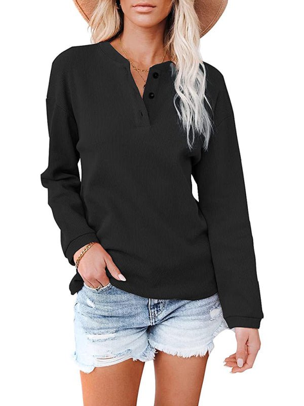 V-neck Long-sleeved Top - ElegantAlpha®