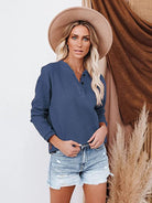 V-neck Long-sleeved Top - ElegantAlpha®