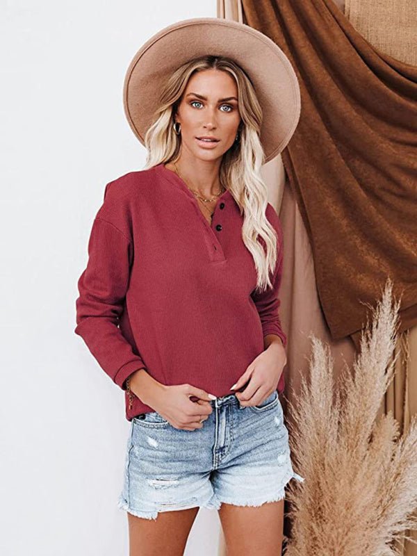 V-neck Long-sleeved Top - ElegantAlpha®