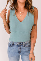 V-Neck Ribbed Top - ElegantAlpha®