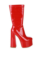 VINKELE Patent PU Platform Heeled Calf Boots - ElegantAlpha®