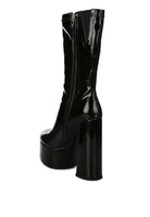 VINKELE Patent PU Platform Heeled Calf Boots - ElegantAlpha®