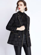 W-Small fragrant wind long sleeve tweed tartan jacket - ElegantAlpha®