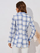 WB-casual plaid print lapel blazer - ElegantAlpha®