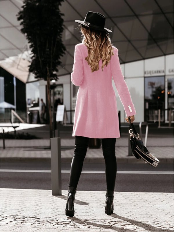 Winter long sleeve woolen coat - ElegantAlpha®