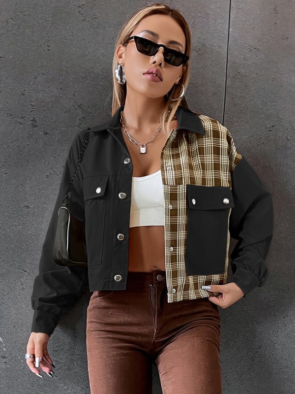 Women's Bi Patterns With Plaid Print Jacket - ElegantAlpha®