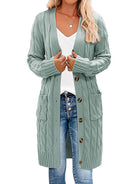 Women’s Cable Knit Cardigan With Pockets - ElegantAlpha®