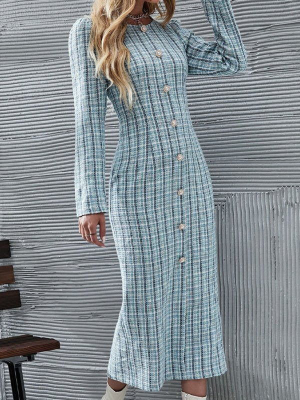 Women’s Checkered Long Fit Elegant Dress - ElegantAlpha®