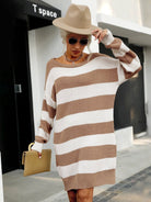 Women’s Chic Big Strip Loose Fit Sweater Dress - ElegantAlpha®