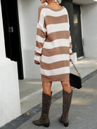 Women’s Chic Big Strip Loose Fit Sweater Dress - ElegantAlpha®