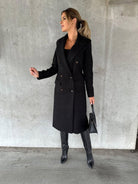 Women’s Classy Business Casual Overcoat With Button Fastens And Front Pockets - ElegantAlpha®