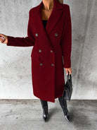 Women’s Classy Business Casual Overcoat With Button Fastens And Front Pockets - ElegantAlpha®