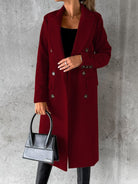 Women’s Classy Business Casual Overcoat With Button Fastens And Front Pockets - ElegantAlpha®