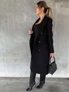 Women’s Classy Business Casual Overcoat With Button Fastens And Front Pockets - ElegantAlpha®