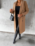 Women’s Classy Business Casual Overcoat With Button Fastens And Front Pockets - ElegantAlpha®