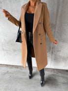 Women’s Classy Business Casual Overcoat With Button Fastens And Front Pockets - ElegantAlpha®