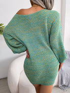 Women's colorful lantern sleeve knitted wool dress - ElegantAlpha®