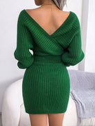 Women's Cross V-neck wool dress - ElegantAlpha®