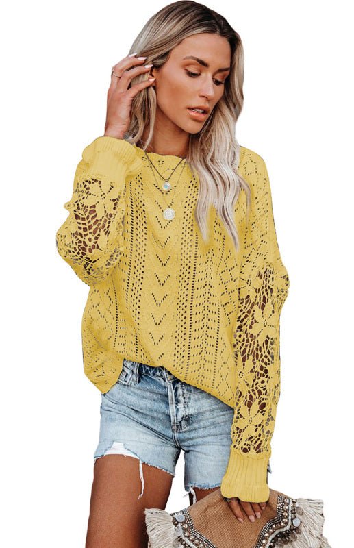 Women's Cutout Petal Sleeve Sweater - ElegantAlpha®