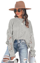 Women's Cutout Petal Sleeve Sweater - ElegantAlpha®