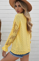 Women's Cutout Petal Sleeve Sweater - ElegantAlpha®