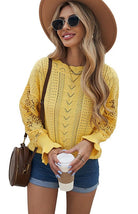 Women's Cutout Petal Sleeve Sweater - ElegantAlpha®