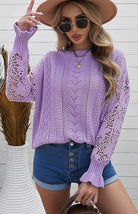 Women's Cutout Petal Sleeve Sweater - ElegantAlpha®