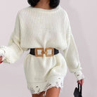 Women's Hem Rib Knit Sweater Mini Dress - ElegantAlpha®