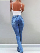 Women's High Waist Slit Hem Flare Jeans - ElegantAlpha®