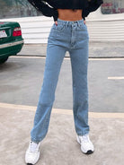 Women's High Waist Straight-leg Denim Jeans - ElegantAlpha®