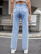 Women's High Waist Straight-leg Denim Jeans - ElegantAlpha®