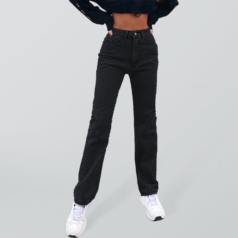 Women's High Waist Straight-leg Denim Jeans - ElegantAlpha®