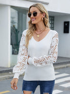 Women’s Lace Sleeve Sweater - ElegantAlpha®