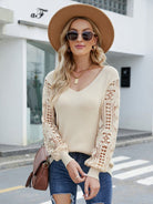 Women’s Lace Sleeve Sweater - ElegantAlpha®