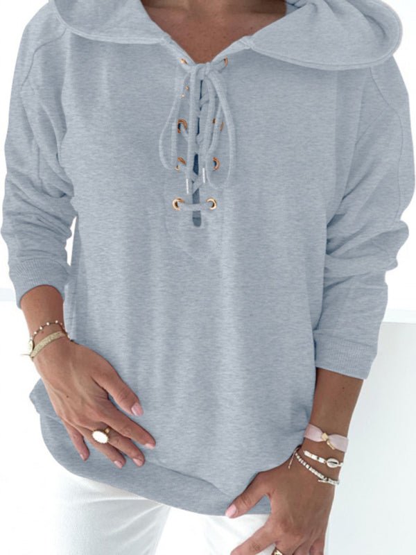 Women's Lace Up Long Sleeve Hoodie - ElegantAlpha®