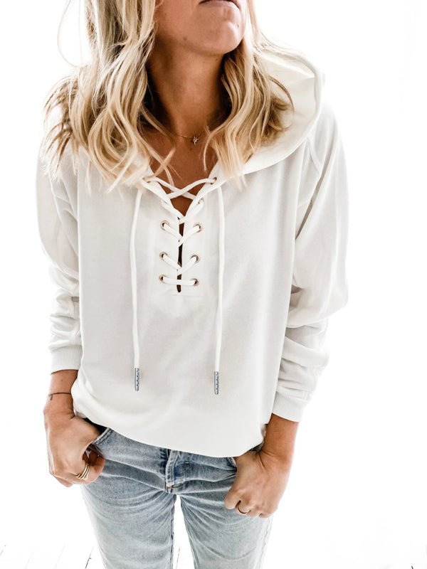 Women's Lace Up Long Sleeve Hoodie - ElegantAlpha®