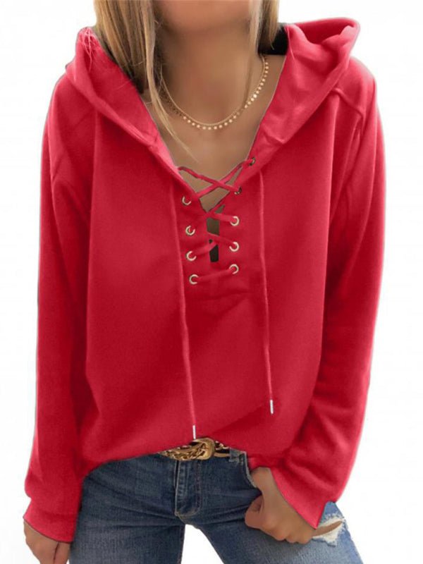 Women's Lace Up Long Sleeve Hoodie - ElegantAlpha®