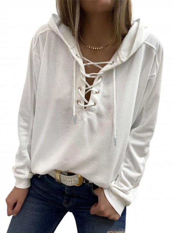 Women's Lace Up Long Sleeve Hoodie - ElegantAlpha®