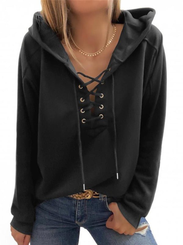 Women's Lace Up Long Sleeve Hoodie - ElegantAlpha®