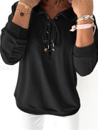 Women's Lace Up Long Sleeve Hoodie - ElegantAlpha®