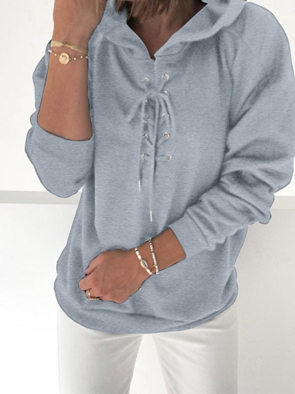 Women's Lace Up Long Sleeve Hoodie - ElegantAlpha®